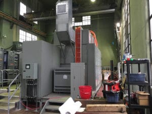 Medium voltage distribution equipment installation at hydroelectric generating facility.